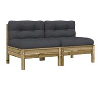 vidaXL Sofás de Jardín sin Reposabrazos con Cojines 2 uds, Asientos con Respaldos, Sillones Modulares, Muebles para Patio Terraza, Madera de Pino