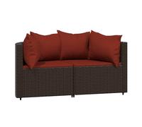 Vidaxl sofás esquina jardín con cojines 2 uds ratán sintético marrón