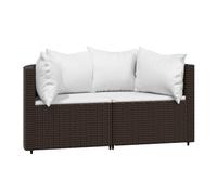 Vidaxl sofás esquina jardín con cojines 2 uds ratán sintético marrón