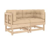 Vidaxl sofás esquineros con cojines 2 uds madera maciza de pino
