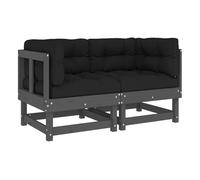 Vidaxl sofás esquineros con cojines 2 uds madera maciza de pino gris