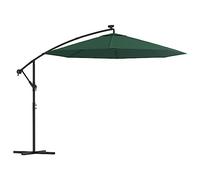 vidaXL Sombrilla Colgante con Luces LED y Palo de Metal Verde 300 cm