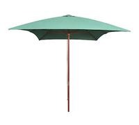 vidaXL Sombrilla con Palo de Madera, Parasol Toldo Protector, Refugio Solar, Paraguas para Playa Jardín Patio Exterior, Verde 200x300 cm
