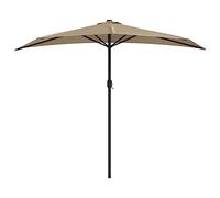 vidaXL Sombrilla de Balcón Semicircular Palo Aluminio, Parasol Toldo, Refugio Solar, Paraguas para Playa Jardín Patio, Taupe 270x144cm