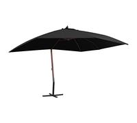 vidaXL Sombrilla de Jardín Colgante con Palo de Madera, Parasol Toldo, Refugio Solar, Paraguas para Playa Terraza Patio, Negro 4x3 m