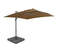 vidaXL Sombrilla de Jardín con Base Portátil, Parasol Voladizo, Toldo Colgante, Paraguas para Playa Patio Terraza Exterior Casa, Gris Taupe