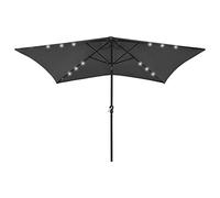 vidaXL Sombrilla de Jardín con LED y Palo de Acero, Parasol Protector, Refugio Solar, Paraguas para Playa Patio Exterior, Antracita 2x3 m