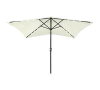 vidaXL Sombrilla de Jardín con LED y Palo de Acero, Parasol Protector, Refugio Solar, Paraguas para Playa Patio Exterior, Arena 2x3 m