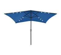 vidaXL Sombrilla de Jardín con LED y Palo de Acero, Parasol Protector, Refugio Solar, Paraguas para Playa Patio Exterior, Azul Celeste 2x3 m