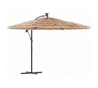 vidaXL Sombrilla de jardín con LEDs poste acero marrón 246x246x230 cm
