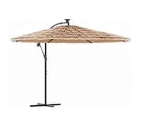vidaXL Sombrilla de jardín con Leds Poste Acero marrón 269x269x235 cm, sombrilla, sombrilla de Patio, sombrilla de Playa de Hawái