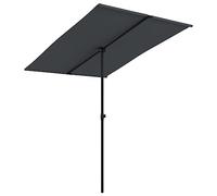 vidaXL Sombrilla de Jardín con Palo de Aluminio, Parasol Toldo, Refugio Solar, Paraguas para Playa Terraza Patio Exterior, Negra 2x1,5 m