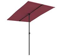 vidaXL Sombrilla de Jardín con Palo Parasol Patio Toldo Sombra Protegerse del Sol Viento Lluvia Cubierta Playa Terraza de Alumnio Rojo Burdeos 2x1,5 m