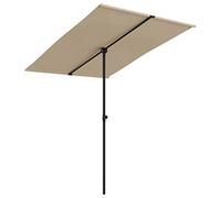 vidaXL Sombrilla de Jardín con Palo Parasol Patio Toldo Sombra Protegerse del Sol Viento Lluvia Cubierta Playa Terraza de Alumnio Gris Taupe 2x1,5 m
