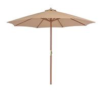 vidaXL Sombrilla de jardín con Palo de Madera Gris Taupe 300 cm