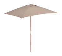 vidaXL Sombrilla de Jardín con Palo de Madera, Parasol Toldo, Refugio Solar, Paraguas para Playa Terraza Patio Exterior, Taupe 150x200 cm
