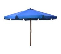 vidaXL Sombrilla de jardín con palo de madera, azul celeste, 330 cm