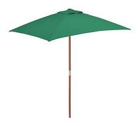 vidaXL Sombrilla de Jardín con Palo de Madera, Parasol Toldo, Refugio Solar, Paraguas para Playa Terraza Patio Exterior, Verde 150x200 cm