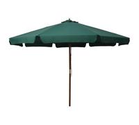 vidaXL Sombrilla de Jardín con Palo de Madera, Parasol Toldo, Refugio Solar, Paraguas para Playa Terraza Patio Exterior, Verde 330 cm