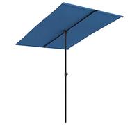 vidaXL Sombrilla de Jardín con Palo Parasol Patio Toldo Sombra Protegerse del Sol Viento Lluvia Cubierta Playa Terraza de Alumnio Azul Celeste 2x1,5 m