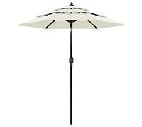 vidaXL Sombrilla de Jardín de 3 Niveles con Palo de Aluminio, Parasol Protector, Refugio Solar, Paraguas para Playa Patio Exterior, Arena 2 m