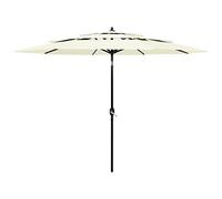 vidaXL Sombrilla de Jardín de 3 Niveles con Palo de Aluminio, Parasol Protector, Refugio Solar, Paraguas para Playa Patio Exterior, Arena 3 m