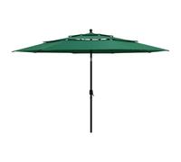 vidaXL Sombrilla de Jardín de 3 Niveles con Palo de Aluminio, Parasol Protector, Refugio Solar, Paraguas para Playa Patio Exterior, Verde 3 m