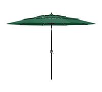 vidaXL Sombrilla de Jardín de 3 Niveles con Palo de Aluminio, Parasol Protector, Refugio Solar, Paraguas para Playa Patio Exterior, Verde 3 m