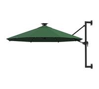 vidaXL Sombrilla de Jardín de Pared con Luces LED, Parasol Protector, Refugio Solar, Paraguas para Playa Patio Exterior, Verde 300 cm