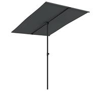 vidaXL Sombrilla de Jardín con Palo Parasol Patio Toldo Sombra Protegerse del Sol Viento Lluvia Cubierta Playa Terraza de Alumnio Gris Antracita 2x1,5 m
