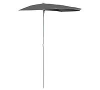 vidaXL Sombrilla de Jardín Semicircular Palo Parasol Patio Terraza Protección contra Rayos Ultravioleta Playa Piscina Toldo 300x150 cm Gris Antracita