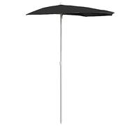 vidaXL Sombrilla de Jardín Semicircular con Palo, Parasol Protector, Refugio Solar, Paraguas para Playa Patio Exterior, Negra 180x90 cm