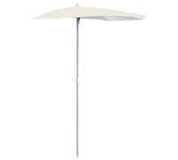 vidaXL Sombrilla de Jardín Semicircular con Palo, Parasol Protector, Refugio Solar, Paraguas para Playa Patio Exterior, Arena 180x90 cm