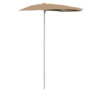 vidaXL Sombrilla de Jardín Semicircular con Palo, Parasol Protector, Refugio Solar, Paraguas para Playa Patio Exterior, Taupe 180x90 cm