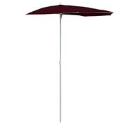 vidaXL Sombrilla de Jardín Semicircular Palo Parasol Patio Terraza Protección contra Rayos Ultravioleta Playa Piscina Toldo 180x90 cm Burdeos Rojo