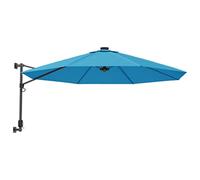 vidaXL Sombrilla de Pared con LED, Parasol Protector de Sol, Refugio Solar, Paraguas para Jardín Patio Playa Exterior, Verde Azul Mar 290 cm