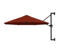 vidaXL Sombrilla de Pared con Palo de Metal, Parasol Toldo, Refugio Solar, Paraguas para Playa Jardín Patio Exterior, Terracota 300 cm