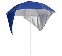 vidaXL Sombrilla de Playa con Paredes Laterales, Parasol Protector, Refugio Solar, Paraguas para Jardín Patio Césped Exterior, Azul 215 cm