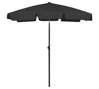 vidaXL Sombrilla de Playa, Parasol Toldo Protector Decorativo, Refugio Solar, Paraguas para Jardín Patio Terraza Exterior, Negro 180x120 cm