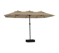 vidaXL Sombrilla Doble de Jardín con Luces LED, Parasol Protector de Sol, Refugio Solar, Paraguas para Patio Exterior, Gris Taupe 449x245 cm