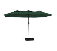 vidaXL Sombrilla Doble de Jardín con Luces LED, Parasol Protector de Sol, Refugio Solar, Paraguas para Patio Exterior, Verde 449x245 cm