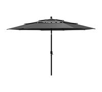 vidaXL Sombrilla Jardín 3 Niveles con Palo de Aluminio, Parasol Protector, Refugio Solar, Paraguas para Playa Patio Exterior, Antracita 3,5 m