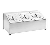 vidaXL Soporte Bandeja Gastronorm con 3 Bandejas 1/6 Contenedores de Alimentos Barra Recipiente para Ensaladas Hostelería Acero Inoxidable