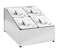 vidaXL Soporte Bandeja Gastronorm con 4 Bandejas 1/6 Contenedores de Alimentos Recipiente Barra para Ensaladas Hostelería Acero Inoxidable