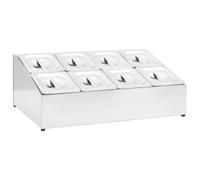 vidaXL Soporte Bandeja Gastronorm con 8 Bandejas 1/6 Contenedores de Alimentos Barra Recipiente para Ensaladas Hostelería Acero Inoxidable