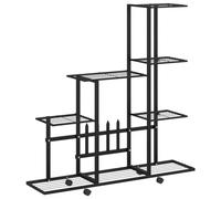 vidaXL Soporte de Flores con Rueda Plantas Maceta Exhibición Salón Sala de Estar Habitación Oficina Exterior Decoración de Metal Negro 94,5x25x92,5 cm