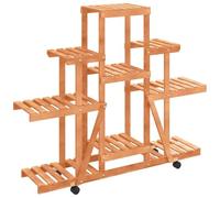 vidaXL Soporte de Flores con Ruedas Madera Maciza Abeto 110x25x101 cm