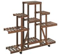 vidaXL Soporte de Flores con Ruedas Madera Maciza Abeto 110x25x101 cm