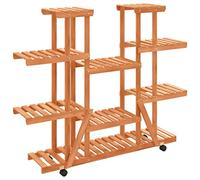 vidaXL Soporte de Flores con Ruedas Madera Maciza Abeto 110x25x115 cm