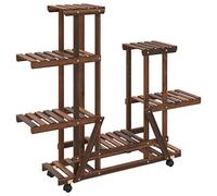 vidaXL Soporte de Flores con Ruedas Madera Maciza Abeto 95x25x101 cm